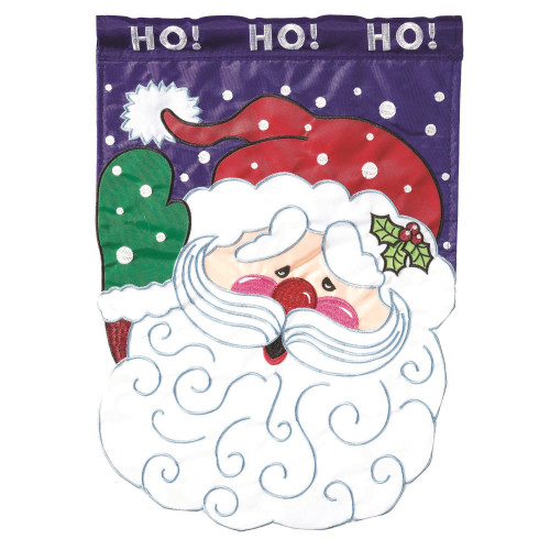 Christmas Ho Ho Ho Santa Waving Hello Garden Flag 13" x 18"