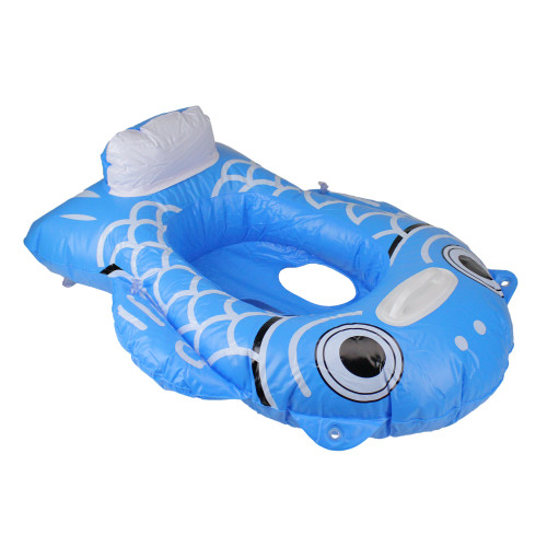 Inflatable Blue and White Guppy Fish Swimming Pool Baby Seat, 29-Inch