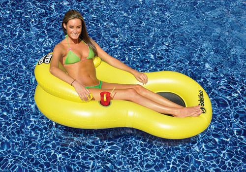 61-Inch Inflatable Yellow Chill Swimming Pool Floating Lounge Chair