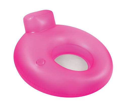 48" Inflatable Neon Frost Pink Pool Lounger with Headrest