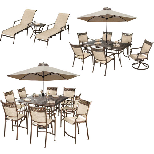 9'  23 Pc. Beautiful Bronze Colored Aluminum Outdoor Patio Dining and Lounge Set