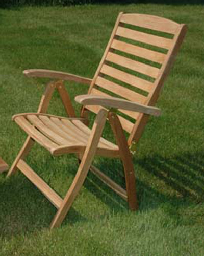 43" Natural Teak Outdoor Patio Portsmouth Folding Reclining Chair