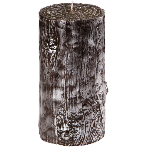Pack of 4 Black and White Faux Wood Grain Decorative Pillar Candles 6"