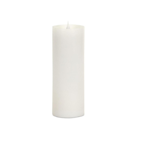 8" White Flameless LED Lighted Wax Pillar Candle with Timer