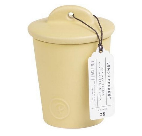 Paddywax Provisions Collection Lemon Coconut Scented Soy Candle in Ceramic Jar 8 oz
