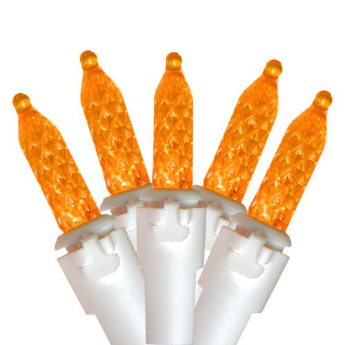70 Orange LED M5 Icicle Christmas Lights - 9.5 ft White Wire
