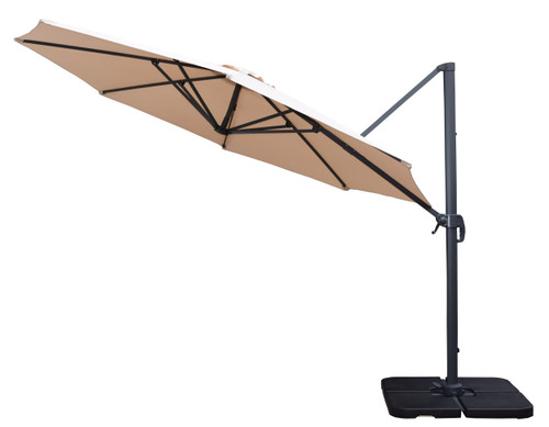 11' Beige Patio Cantilever Umbrella with 360 Degree Revert and Crank System