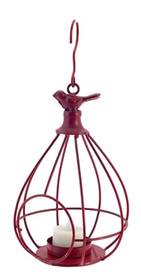 Set of 6 Red Hanging Birdcage Tea Light Lanterns 10.5"