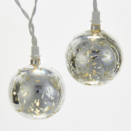 Pack of 6 Silver and White Christmas Decorative Battery Operated Ball Lights 11'