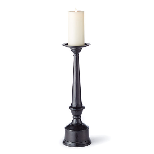 23" Jet Black Gothic Style Decorative Table Top Pillar Candle Holder