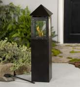 28" Black Gas Flame Pot Glass Tower Style Lantern with Snuffer