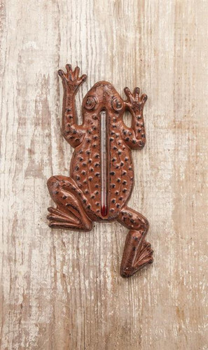 Set of 2 Rustic Brown Wall-mount Decorative Frog Shaped Thermometer 8.5"