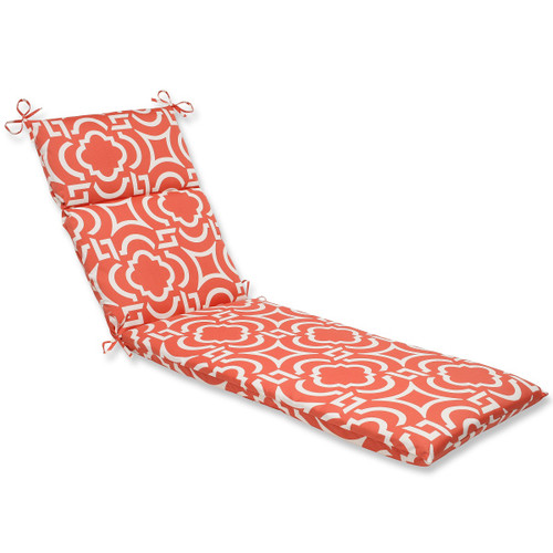 72.5" Orange and White Laberintos Outdoor Patio Chaise Lounge Cushion