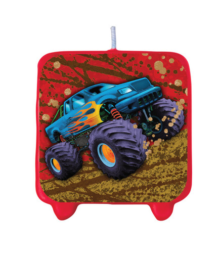 Club Pack of 12 Red Mudslinger Candles With A 4-Wheel Print 3"
