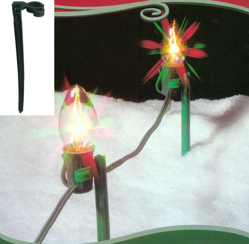 Pack of 25 Green Christmas Light Stakes for Outdoor Decorating 8"