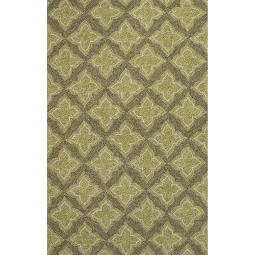 2' x 3' Hunter Green, Lime Green and Cream Etoile Design Outdoor Area Throw Rug
