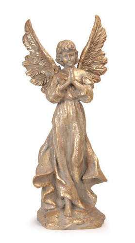 22" Decorative Outdoor Patio Garden Golden Praying Angel Figure