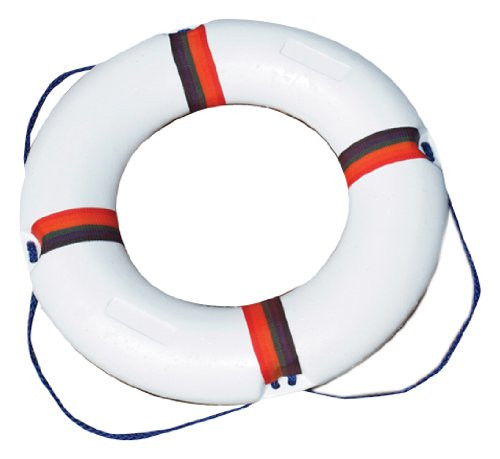 21.5" White and Red Water Sports Rainbow Molded Rescue Ring Buoy Flotation Device