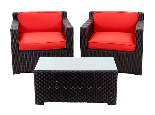 2pc Black Wicker Outdoor Patio Furniture Set 34"