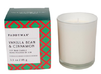 Paddywax Vanilla Bean and Cinnamon Soy Wax Scented Candle in a White Glass 3.5 oz