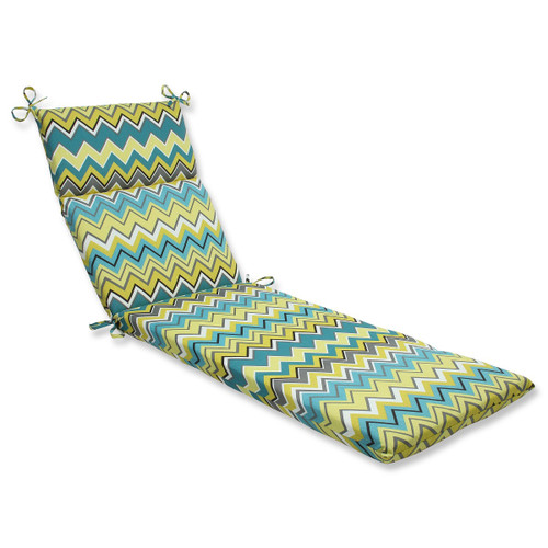 72.5" Chevron Surtido Lime Green and Turquoise Blue Outdoor Patio Chaise Lounge Cushion