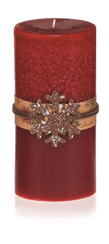Pack of 4 Rustic Two-Tone Red Apple Spice Scented Wax Pillar Christmas Candles 6"