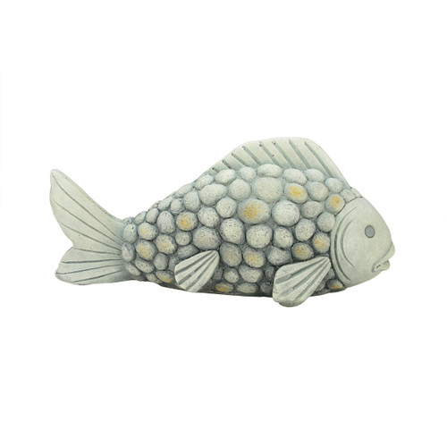 19" Weathered Light Sea Blue Stone-Inspired Koi Fish Outdoor Patio Garden Statue