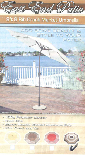 9' Crank Tilt Patio Market Umbrella - Brown and Linen Striped