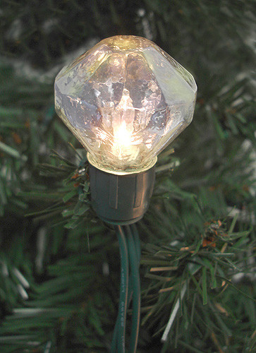 Set Of 25 Iridescent Bling Bling Diamond Christmas Lights - Clear