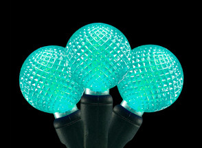 Set of 35 LED Aqua Blue G12 Berry Fashion Glow Christmas Lights - Green Wire