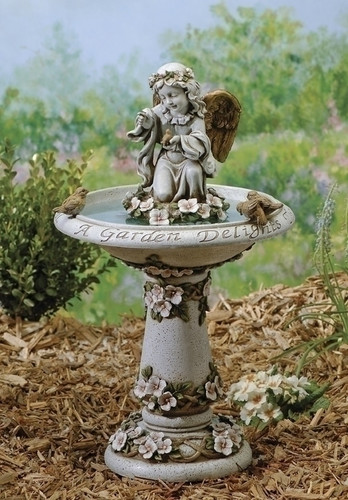 23" Joseph's Studio Bird Bath with Angel & Verse Outdoor Garden Statue