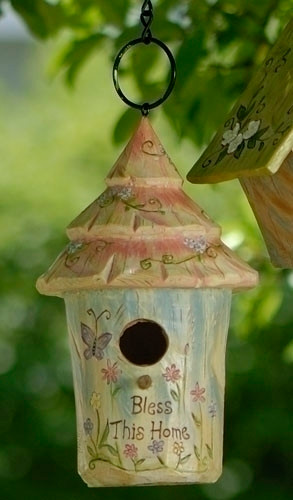 8.5" Outdoor Garden Birdhouse Decoration "Bless This Home"