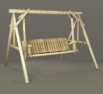8' Natural Cedar Log-Style Wooden Outdoor Garden Swing