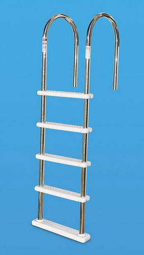 72" White and Silver Colored Hydro Tools Above Ground Swimming Pool Non-Slip Stainless Steel Deck Ladder