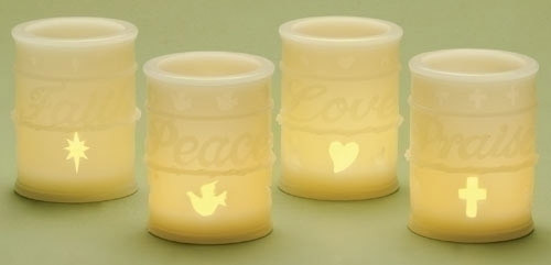Club Pack of 12 LED Lighted Christmas Candle Pillars 4"