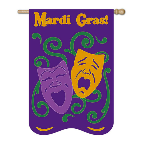 Mardi Gras Swirly Masks 2 Outdoor Flag 43" x 29"