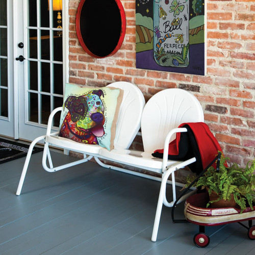 48.75" White Retro Sea Shell Double Glider