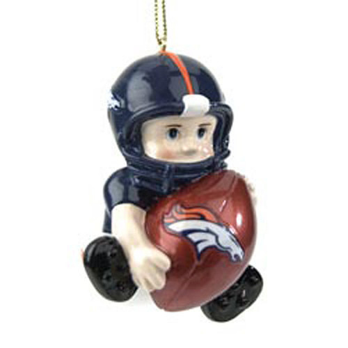 Pack of 2 NFL Denver Broncos Young Football Player Christmas Ornaments 4"