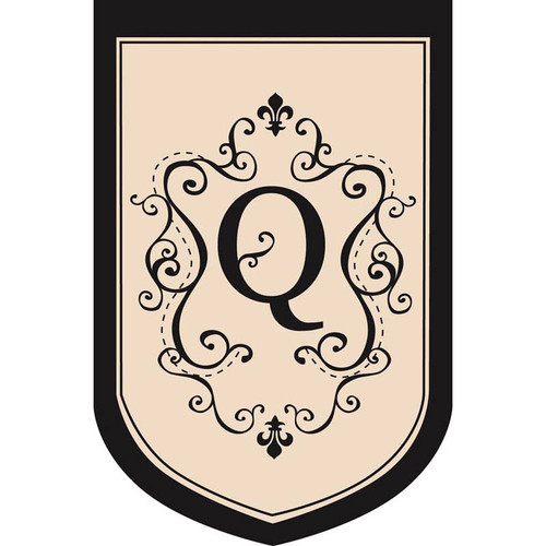 French Fleur-de-Lis and Scroll Monogrammed "Q" Outdoor Estate Flag 54" x 36"