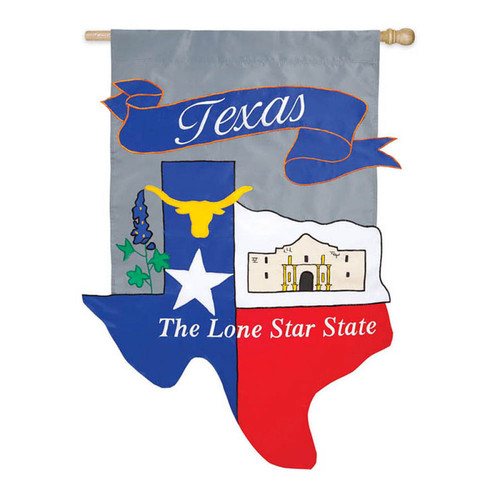 Texas Lone Star State Applique Decorative Indoor/Outdoor Flag 44" x 28"