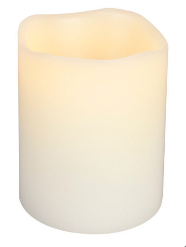 4" Beige Bisque LED Lighted Battery Operated Flameless Wax Vanilla Scented Pillar Candle