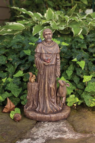 Pack of 2 Nature's Story Teller St. Francis Statues with Birds Fawn and Chipmunk
