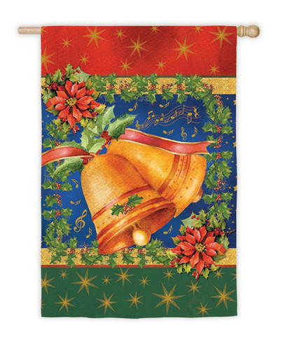 Christmas Bells and Holly Decorative Garden Flag 18" x 12.5"