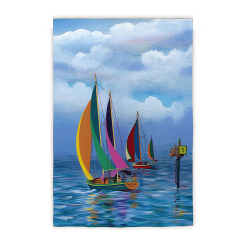 Cape Cod Sailboat Kaleidoscope Outdoor Decorative Garden Flag 18" x 12.5"