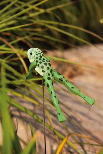 24" Green Spotted Leaping Frog Outdoor Garden Stake Decoration