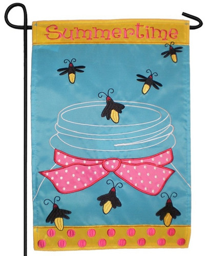 Fiber Optic Fire Flies In Jar Summertime Garden Flag 18" x 12.5"