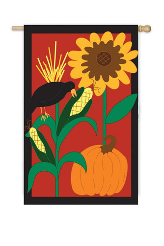Autumn Harvest Corn Field Crow Decorative Garden Flag 44" x 28"