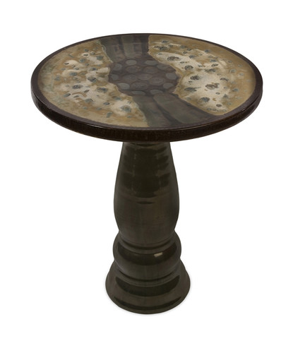 28.75" Contemporary Brown and Tan Ceramic Outdoor Garden Bistro Table