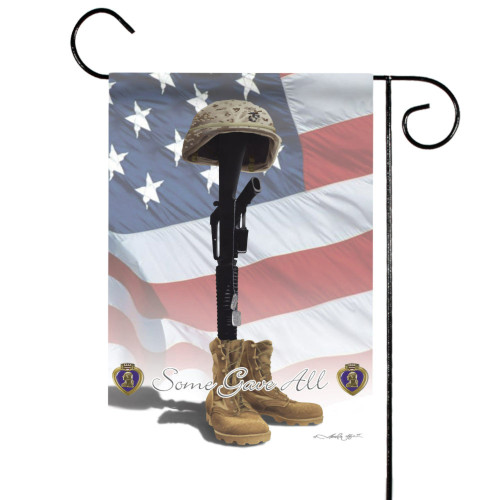 Black and Brown "Some Gave All" Outdoor Rectangular Mini Garden Flag 18" x 12.5"