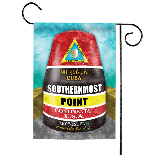 Red and Black Southernmost Point Buoy Outdoor Garden Flag 18" x 12.5"